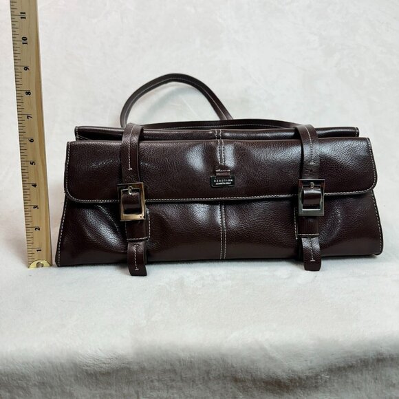 Kenneth Cole Reaction Leather Handbag Chocolate Brown Stylish Purse - Picture 5 of 16